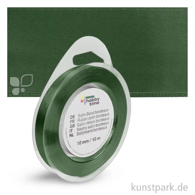 Artikelbild 1 des Artikels “Satinband - 10 mm Breite - 10 m Länge Einzelfarbe | Dunkelgrün“