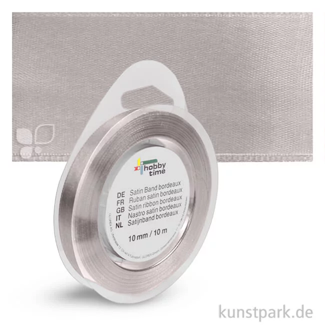 Artikelbild 1 des Artikels “Satinband - 10 mm Breite - 10 m Länge Einzelfarbe | Hellgrau“