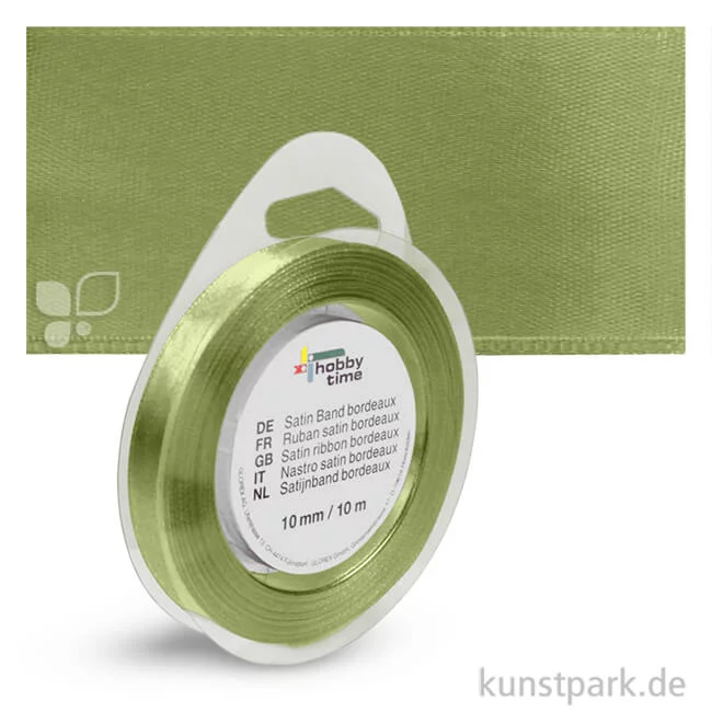 Artikelbild 1 des Artikels “Satinband - 10 mm Breite - 10 m Länge Einzelfarbe | Hellgrün“