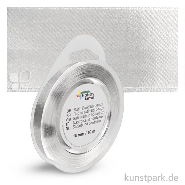 Artikelbild 1 des Artikels “Satinband - 10 mm Breite - 10 m Länge Einzelfarbe | Silber“