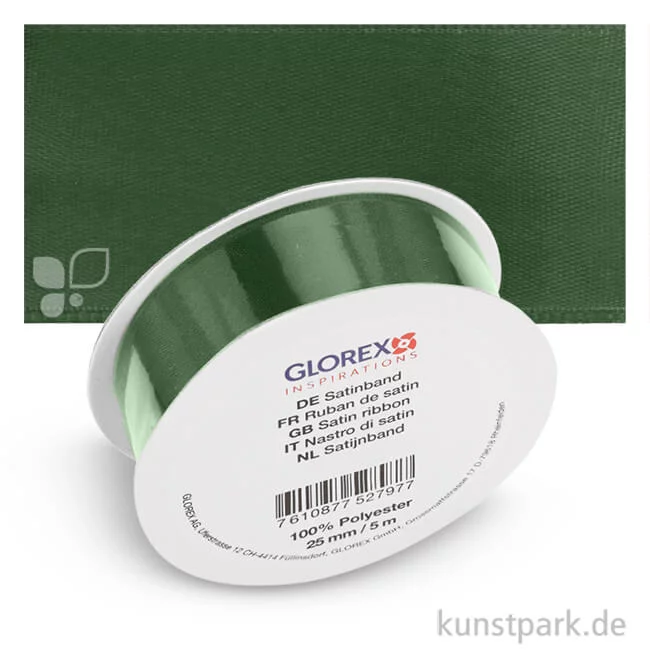 Artikelbild 1 des Artikels “Satinband - 25 mm Breite, 5 m Länge Einzelfarbe | Dunkelgrün“