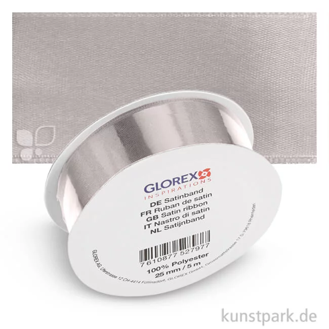 Artikelbild 1 des Artikels “Satinband - 25 mm Breite, 5 m Länge Einzelfarbe | Hellgrau“
