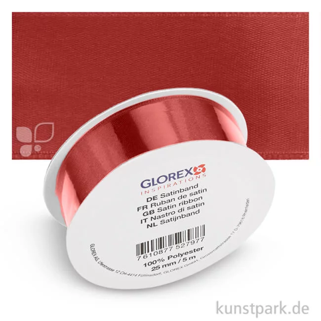 Artikelbild 1 des Artikels “Satinband - 25 mm Breite, 5 m Länge Einzelfarbe | Rot“