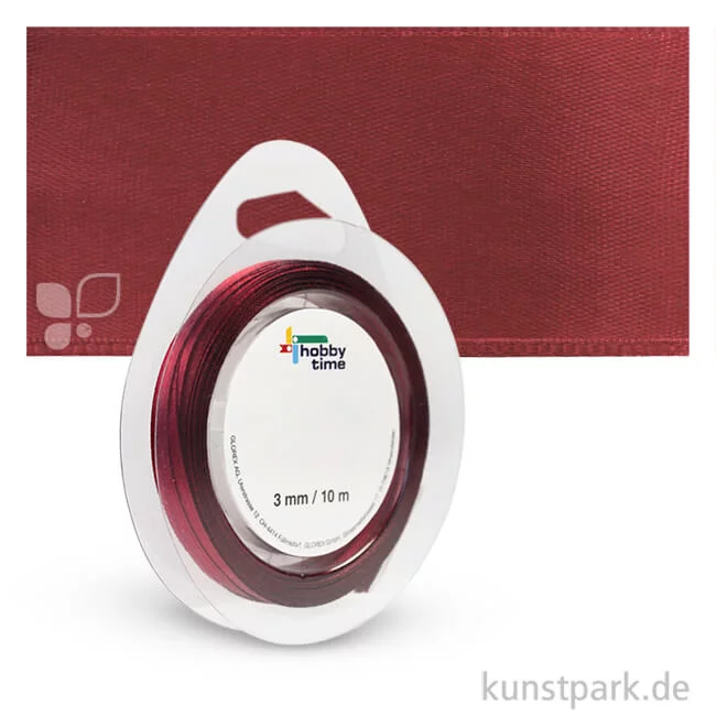 Artikelbild 1 des Artikels “Satinband - 3 mm Breite - 10 m Länge Einzelfarbe | Bordeaux“