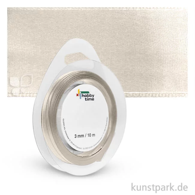 Artikelbild 1 des Artikels “Satinband - 3 mm Breite - 10 m Länge Einzelfarbe | Creme“