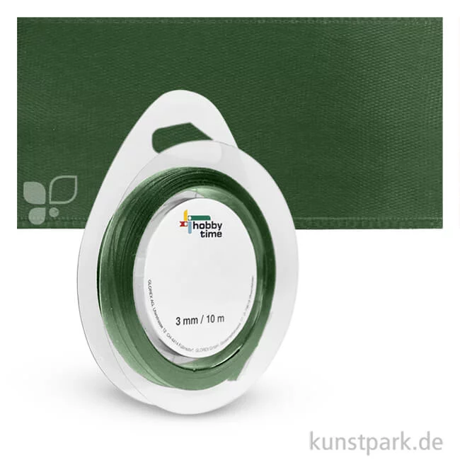 Artikelbild 1 des Artikels “Satinband - 3 mm Breite - 10 m Länge Einzelfarbe | Dunkelgrün“