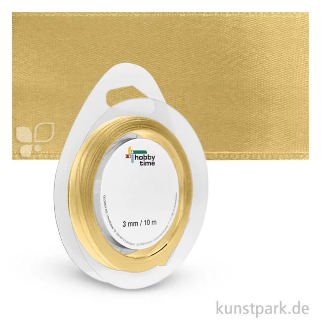 Artikelbild 1 des Artikels “Satinband - 3 mm Breite - 10 m Länge Einzelfarbe | Gold“