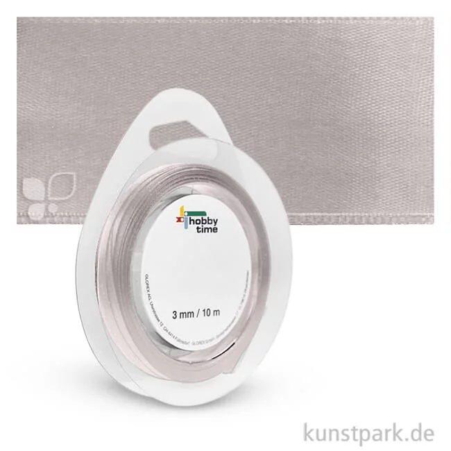 Artikelbild 1 des Artikels “Satinband - 3 mm Breite - 10 m Länge Einzelfarbe | Hellgrau“