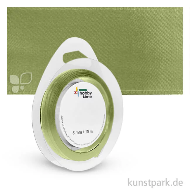 Artikelbild 1 des Artikels “Satinband - 3 mm Breite - 10 m Länge Einzelfarbe | Hellgrün“