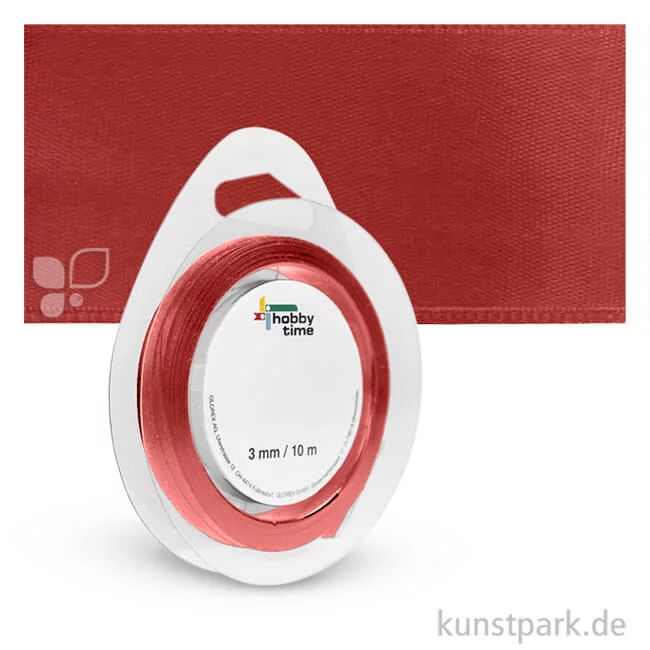 Artikelbild 1 des Artikels “Satinband - 3 mm Breite - 10 m Länge Einzelfarbe | Rot“