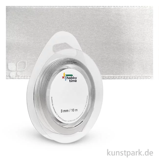 Artikelbild 1 des Artikels “Satinband - 3 mm Breite - 10 m Länge Einzelfarbe | Silber“