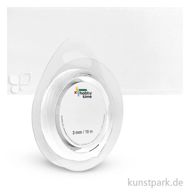 Artikelbild 1 des Artikels “Satinband - 3 mm Breite - 10 m Länge Einzelfarbe | Weiß“
