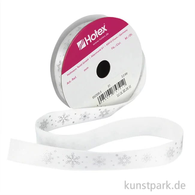 Artikelbild 1 des Artikels “Satinband Schneekristalle - 15 mm x 3 m Weiß“