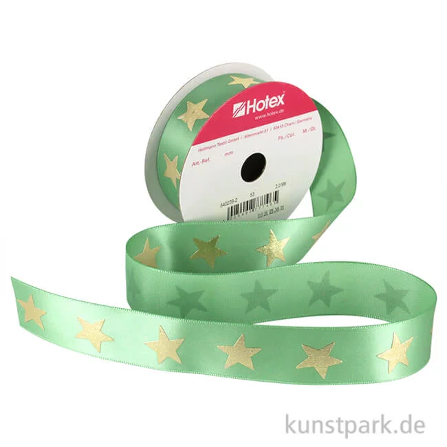 Artikelbild 1 des Artikels “Satinband Sterne - 25 mm x 2 m Mintgrün“
