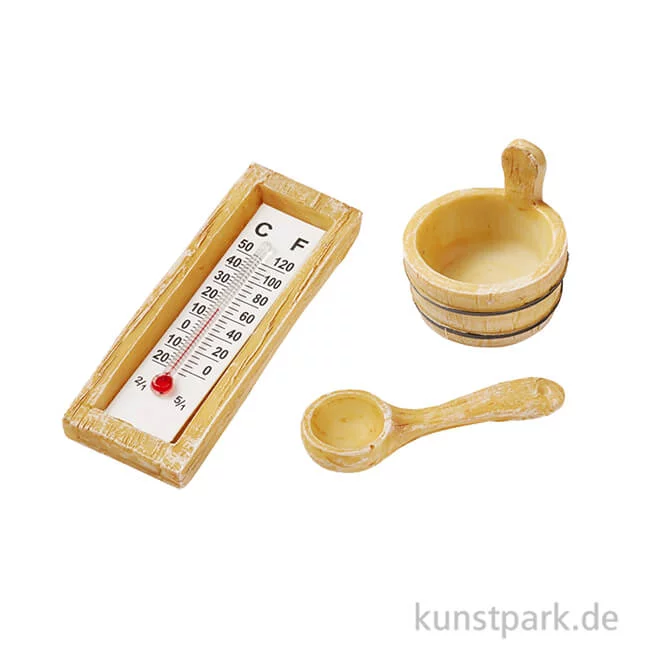 Artikelbild 1 des Artikels “Mini Sauna-Zubehör in Holzoptik, 3 - 6 cm, 3-teilig “