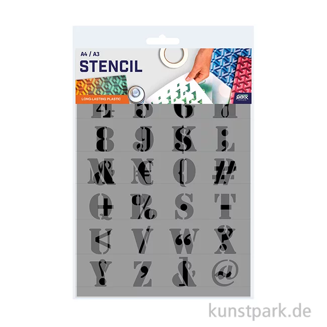 Artikelbild 1 des Artikels “Schablonen - Alphabet Set, Großbuchstaben + Zeichen, Industrial, A4 “