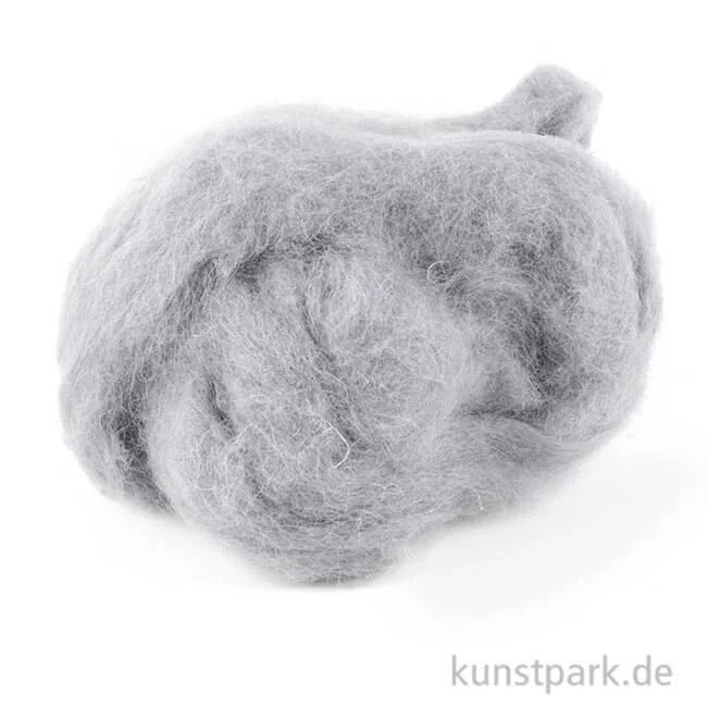 Artikelbild 1 des Artikels “Schafwolle zum Trockenfilzen, 30 g Einzelfarbe | Grau“