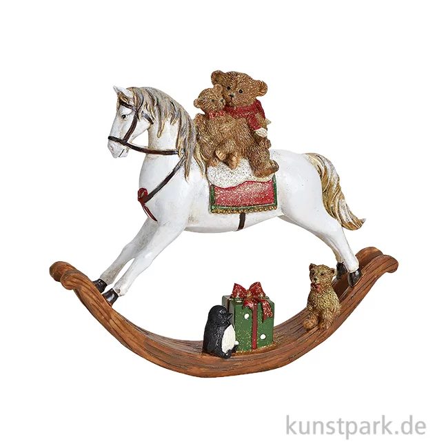 Artikelbild 1 des Artikels “Schaukelpferd aus Poly, Weihnachtlich, Weiß, 21 x 17 x 4 cm “