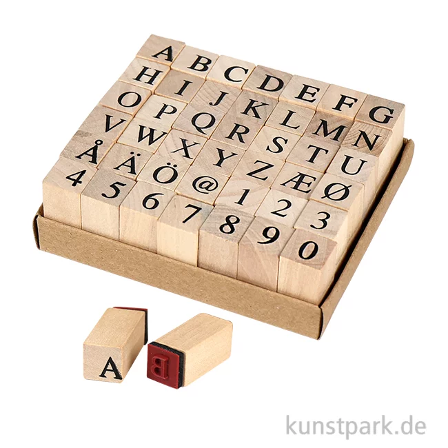 Artikelbild 1 des Artikels “Holzstempel - Alphabet Trendy, 1,3 cm, 42 Stück sortiert “
