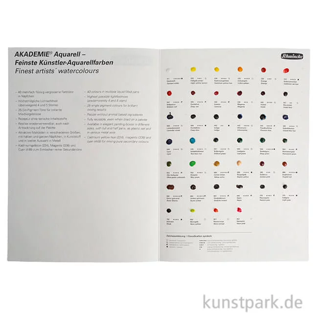 Artikelbild 1 des Artikels “Schmincke AKADEMIE Aquarell Dot Card - Farbkarte mit 40 Farbtönen “