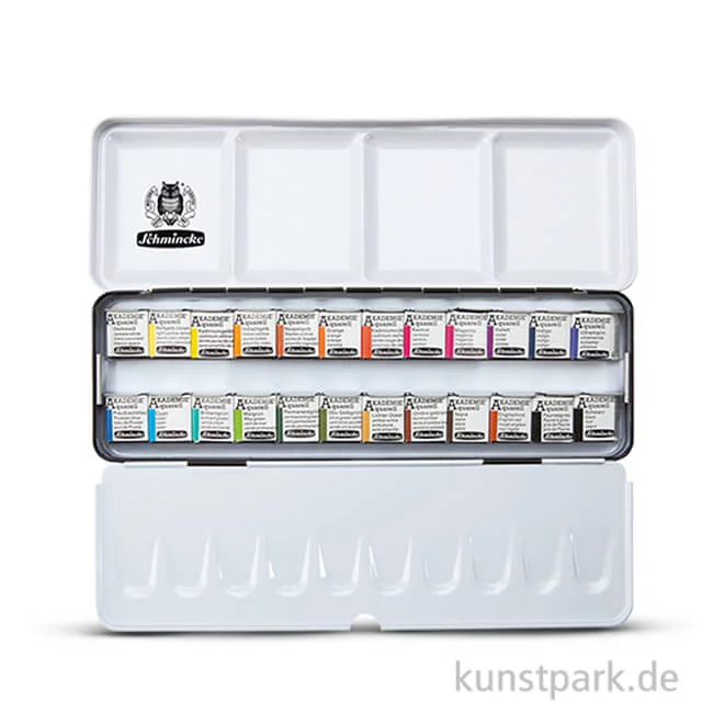 Artikelbild 1 des Artikels “Schmincke AKADEMIE Aquarellkasten mit 24 halben Näpfchen “