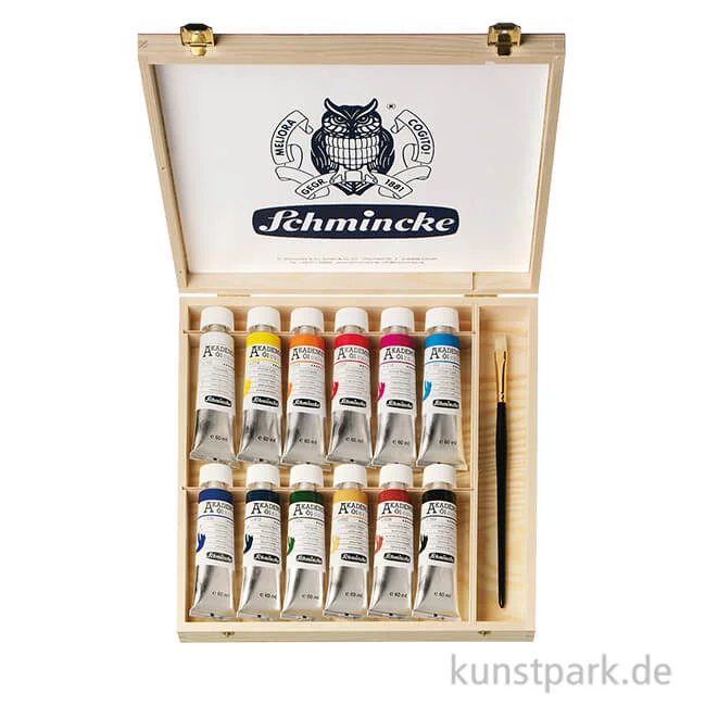 Artikelbild 1 des Artikels “Schmincke AKADEMIE Ölfarben Holzkasten, 12 x 60 ml “