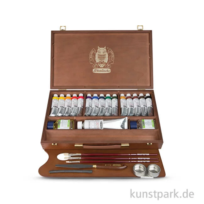 Artikelbild 1 des Artikels “Schmincke MUSSINI Ölfarben - Großer Holzkasten, 15x35 ml, Zubehör “