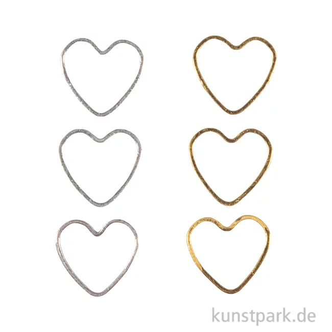 Artikelbild 1 des Artikels “Schmuck Zierelemente Herz, Gold + Silber, 10 x 11 mm, 6 Stück “