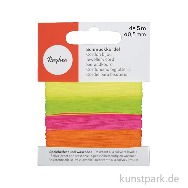 Artikelbild 1 des Artikels “Schmuckkordeln, 0,5 mm, Regenbogen, 4 Farben, je 5 Meter “