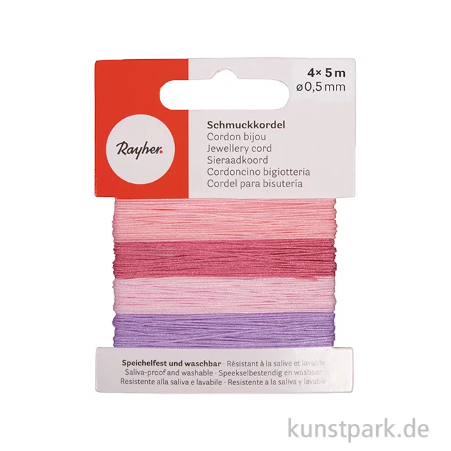 Artikelbild 1 des Artikels “Schmuckkordeln, 0,5 mm, Rosé, 4 Farben, je 5 Meter “