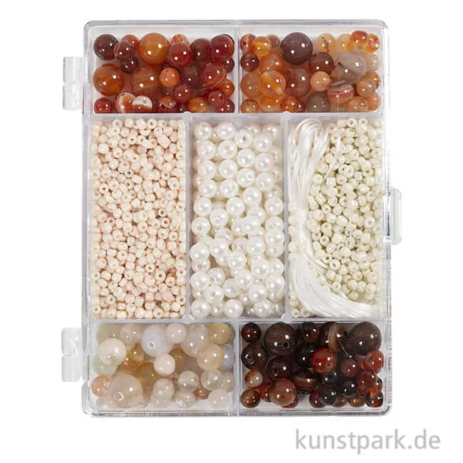 Artikelbild 1 des Artikels “Schmuckperlen Mix mit Zubehör, Achate, Beige, Braun, Weiß “