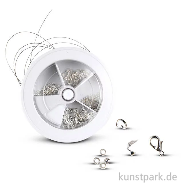 Artikelbild 1 des Artikels “Schmuckstarter Set mit Schmuckdraht und 100 Teilen versilbert “