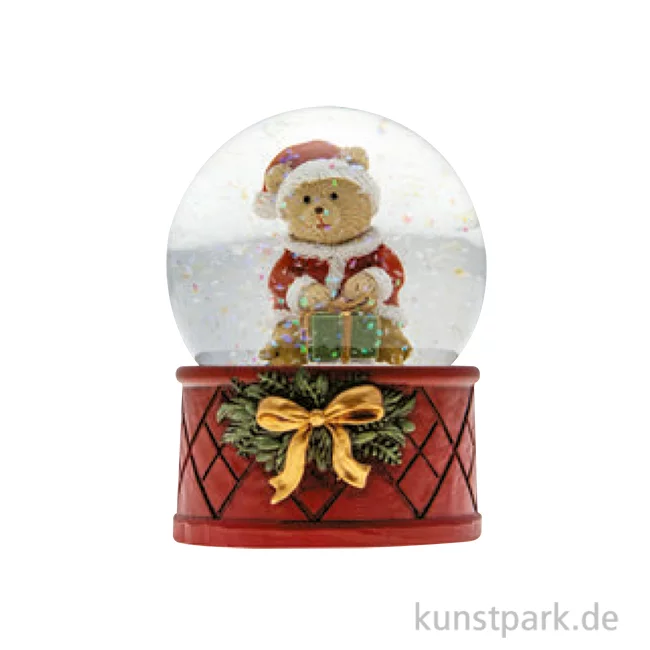 Artikelbild 1 des Artikels “Schneekugel mit Weihnachtsbär, Keramik, Rot-Grün, 6,5 x 8,7 cm “