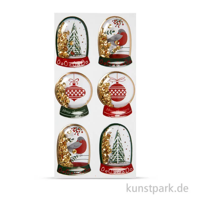 Artikelbild 1 des Artikels “Schüttel-Sticker - Vögel-Christbaumkugel,  49x32 - 45x36 mm, 6 Stück - Gold “