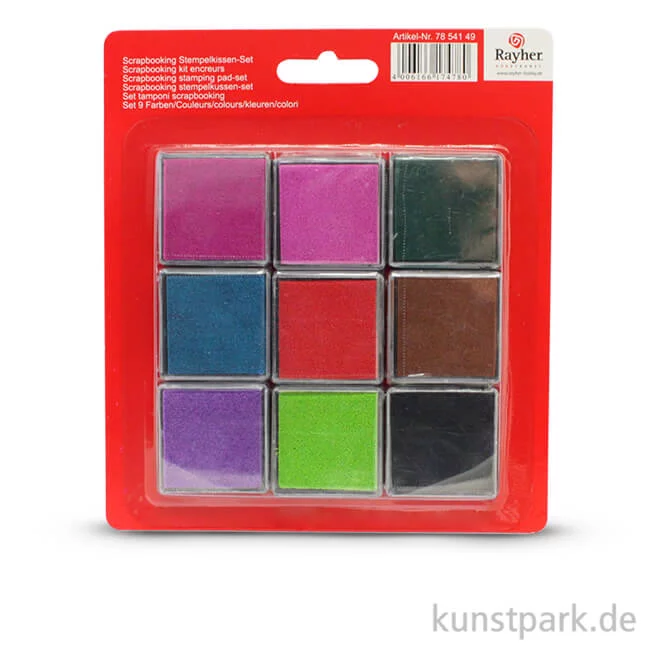 Artikelbild 1 des Artikels “Scrapbooking Stempelkissen-Set, 9 Farben gemischt, 3,5x3,5 cm “