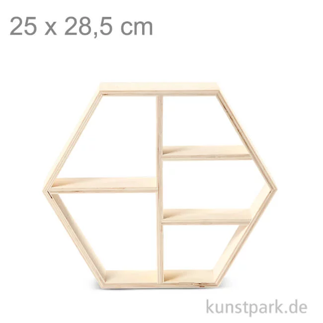 Artikelbild 1 des Artikels “Sechseckiges Regal aus Holz mit 5 Fächern 25 x 28,5 cm“