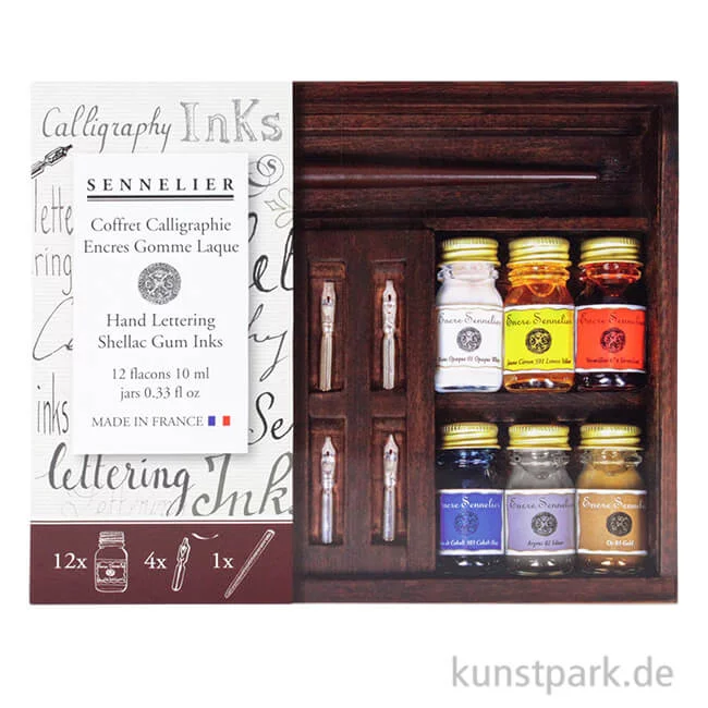 Artikelbild 1 des Artikels “Sennelier Schellacktuschen Kalligrafie Set im edlen Holzkasten “