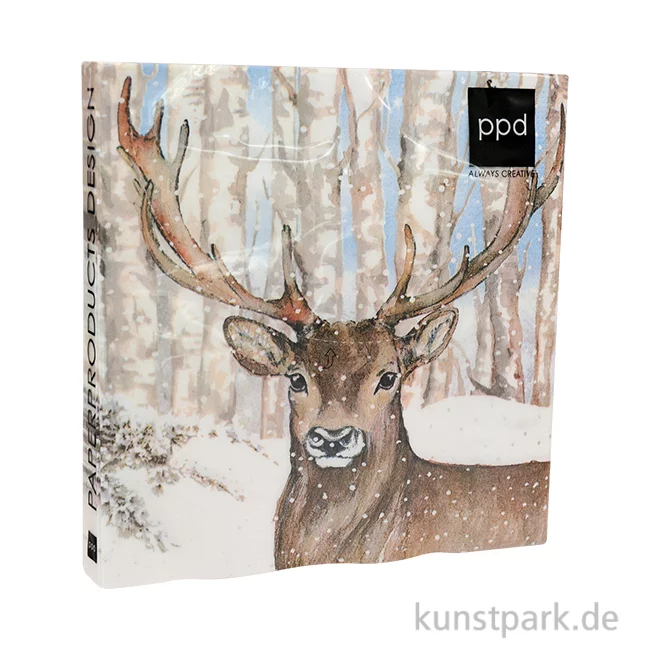 Artikelbild 1 des Artikels “Servietten Charles, Winter Hirsch - 33 x 33 cm “