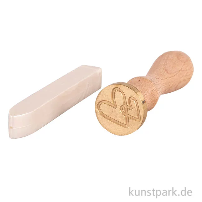 Artikelbild 1 des Artikels “Siegel Set - Herzen mit Stempel und weiß-metallic Wachs “