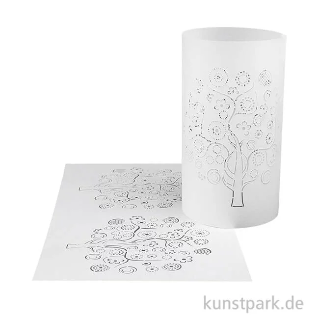 Artikelbild 1 des Artikels “Silhouetten-Tischlichter Filigrano, Baum, Transparentpapier Weiß “