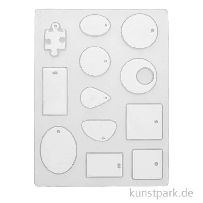 Artikelbild 1 des Artikels “Silikon Gießform - 12 Schmuck Anhänger, 25-40 x 6 mm “