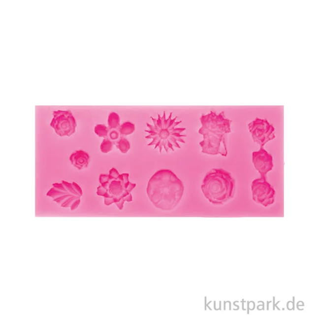 Artikelbild 1 des Artikels “Silikon Gießform - Blumen, 12 Motive, 12,9 x 5,9 x 1,2 cm “