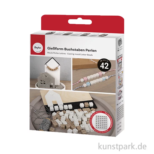 Artikelbild 1 des Artikels “Silikon Gießform - Buchstaben Perlen mit Zahlen, 42 Motive, 10 x 10 mm “