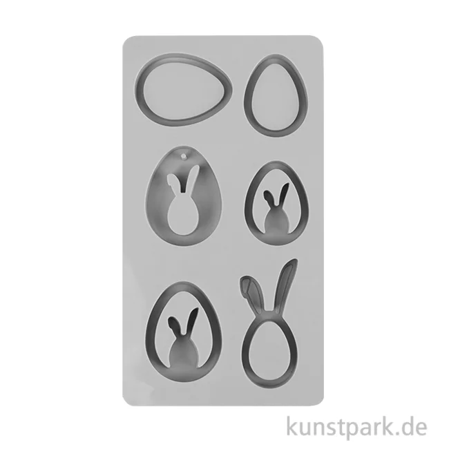 Artikelbild 1 des Artikels “Silikon Gießform - Eier + Hasen Anhänger, 14,5 x 26 x 1,5 cm “