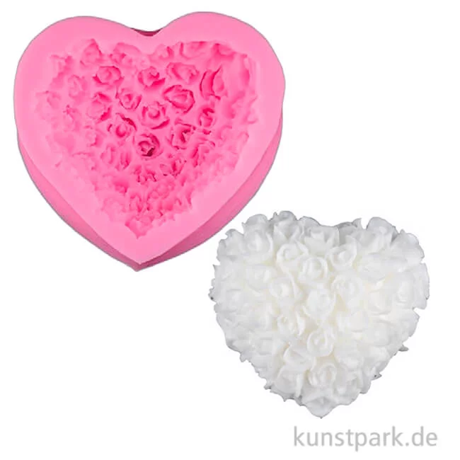 Artikelbild 1 des Artikels “Silikon Gießform - Herz mit Rosen, 7 x 6,5 x 3 cm “