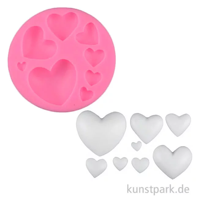 Artikelbild 1 des Artikels “Silikon Gießform - Herzen, 8 Motive, 7,5 x 1,3 cm “