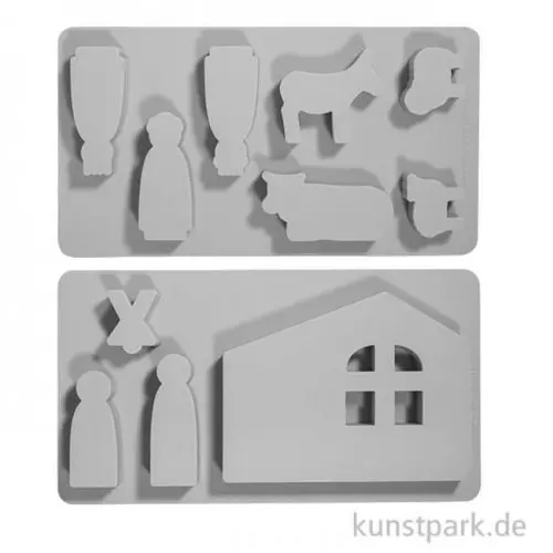 Artikelbild 1 des Artikels “Silikon Gießform - Krippe, 2-teilige Form mit 11 Motiven “
