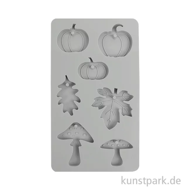 Artikelbild 1 des Artikels “Silikon Gießform - Kürbis, Pilz, Blatt, 7 Motive, 14,5 x 26 x 1 cm “