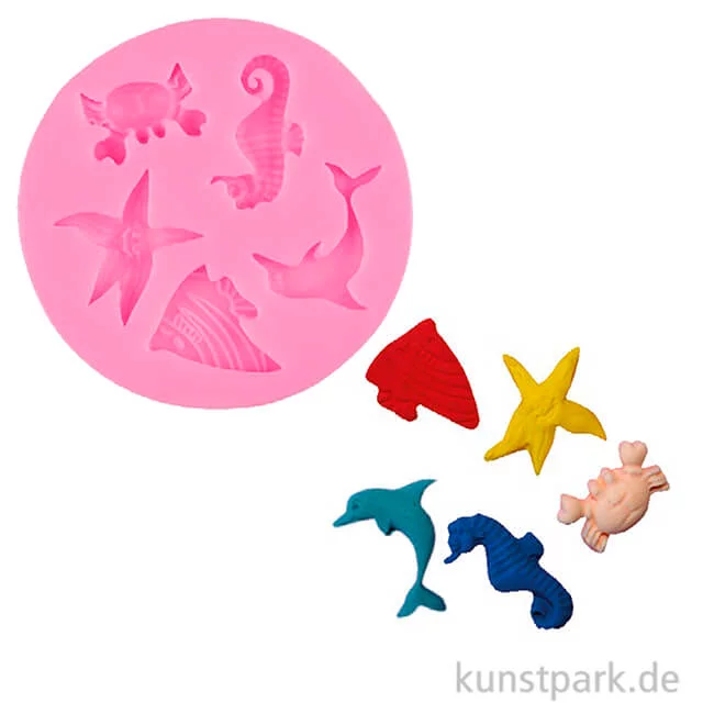 Artikelbild 1 des Artikels “Silikon Gießform - Meerestiere, 5 Motive, Durchmesser 5,9 cm “