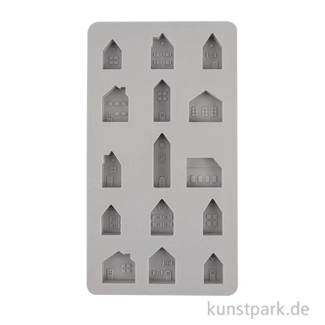 Artikelbild 1 des Artikels “Silikon Gießform - Mini Häuser, 15 Motive, 14,5 x 26 x 2 cm “